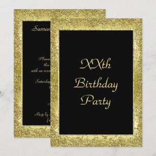 Glamoral Classy Guld och Black Birdday Inbjudningar