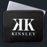 Glamoral dubbla monogram namn initial design laptop fodral<br><div class="desc">Den ursprungliga konstruktionen laptop sleeve i namn är glamorös dubbla i monogram. Personligens datorskydd för honom eller henne. Klassmall med den ursprungliga breven tillbaka till tillbaka. Svartvit eller anpassningsbar färg. Luxuriös utseendemi. Gör ditt eget hemma eller på kontoret. Glamorös födelsedagspresent för manar,  kvinnor och barn.</div>