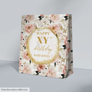 Glamoral Dusty Rosa Rustic Guld Birthday Gift Bag