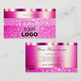 Glamoral Girly Rosa Sparkling Glitter med Logotyp Visitkort