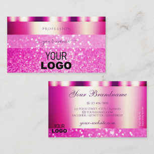 Glamoral Girly Rosa Sparkling Glitter med Logotyp Visitkort