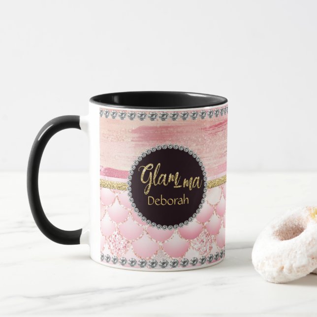 Glamoral Grandma Glam-morsa Rosa Glitter Snäcka Na Mugg (Med munk)