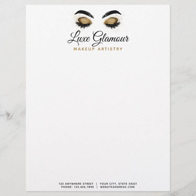 Glamoral Guld Öga Lash Makeup Artist Beauty Pub Brevhuvud (Framsida)