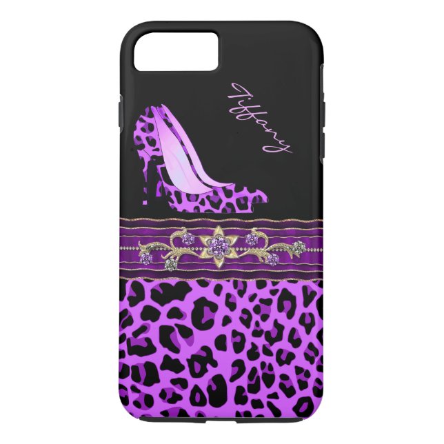Glamoral Lila Jaguar Print iPhone 7 Plus Fodral Case-Mate iPhone Skal (Baksida)