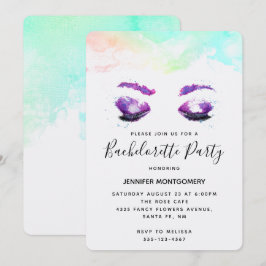 Glamoral Lila Öga Watercolor Bachelorette Inbjudningar