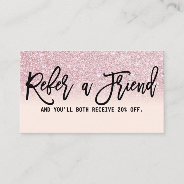 Glamoral Modern Chic Girly Rosa Glitter Ombre Rabattkort (Framsida)