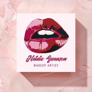 Glamoral Modern djold Rosa Läppar Makeup Beauty Fyrkantigt Visitkort