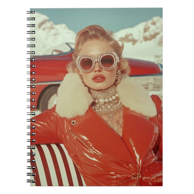 Glamoral Retro Winter Stil i alpinställning Anteckningsbok (Framsidan)