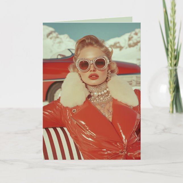 Glamoral Retro Winter Stil i alpinställning Inbjudan (Framsida)