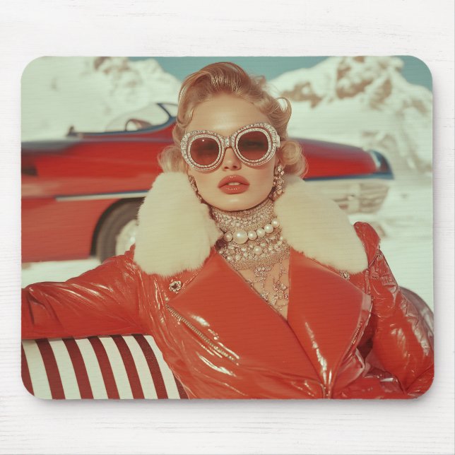 Glamoral Retro Winter Stil i alpinställning Musmatta (Framsidan)