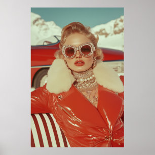 Glamoral Retro Winter Stil i alpinställning Poster