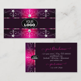 Glamoral Rosa Burgundy Ornate Gräns med Logotyp Visitkort