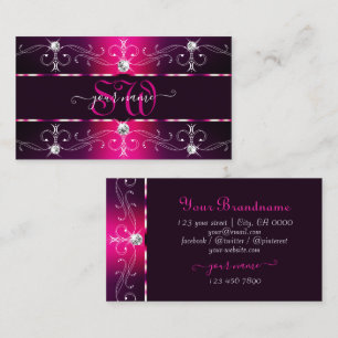 Glamoral Rosa Burgundy Ornate Gräns Monogram Visitkort