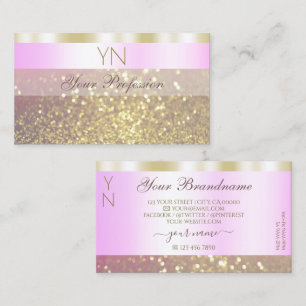 Glamoral Rosa och Guld mousserande Glitter Monogra Visitkort