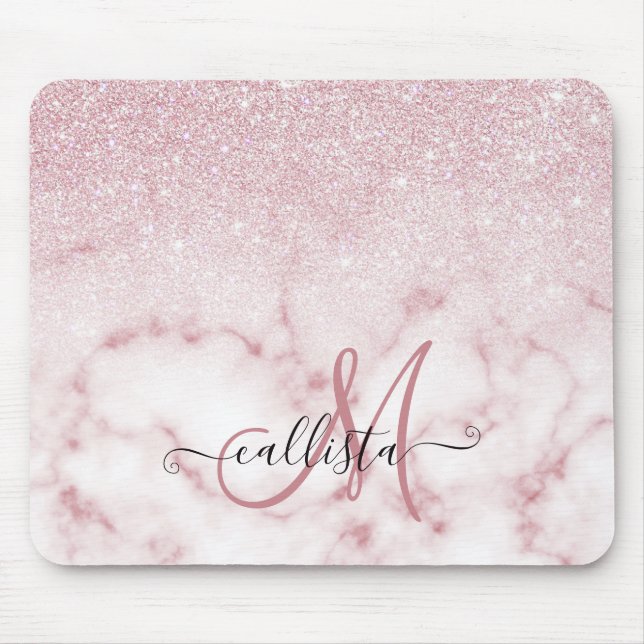 Glamoral Rosa Vit Glitter Marble Gradient Ombre Musmatta (Framsidan)