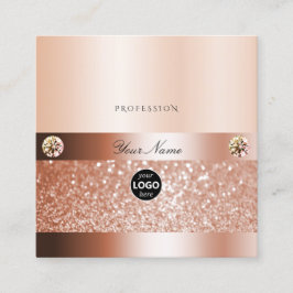 Glamoral Shimmery Rosegold Gnistra Glitter Logotyp Fyrkantigt Visitkort