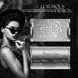 Glamoral Silver Glitter Luminous Gnistra Initialer Visitkort
