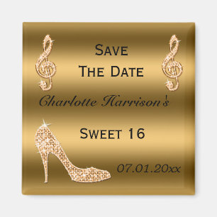 Glamoral Sweet 16 Spara datumet Guld Stiletto Magnet