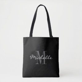 Glamorerad svartvit monogram tocksäck tygkasse
