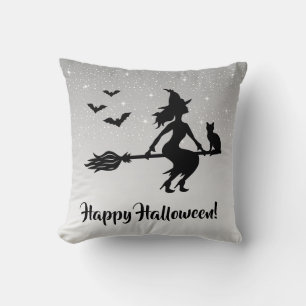 Glamorerat Grått och svart Happy halloween Kudde