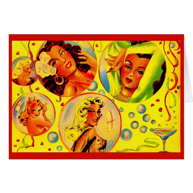 Glamorflickor på 1940-talet OBS kort (Framsidan Horizontal)