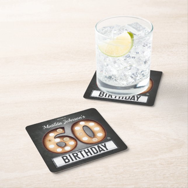 Glamoristisk 60:e födelsedagstidningen Broadway Ma Underlägg Papper Kvadrat (Insitu)