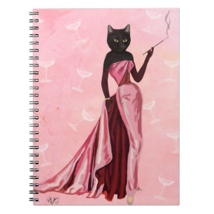 Glamorkatt i Rosa Anteckningsbok Med Spiral