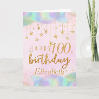 Glamorös 100:e födelsedag Guld Glitter Kort