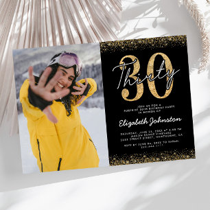 Glamorös 30-års födelsedagsfotoinbjudan inbjudningar
