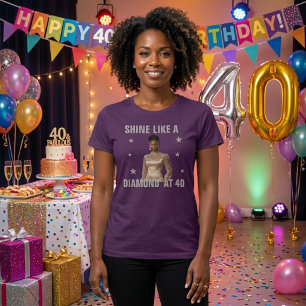 Glamorös 40-års födelsedagsfoto T-shirt
