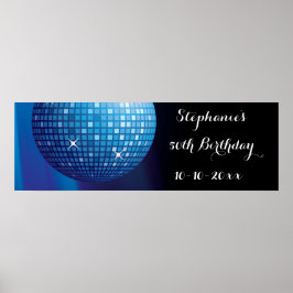Glamorös 50:e födelsedagen Blue Party Disco Boll Poster