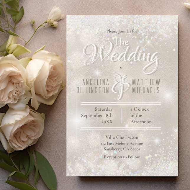 Glamorös Champagne Glitter Lyx Bröllop Inbjudningar (Glamorous Champagne Glitter Luxury Wedding Invitation)