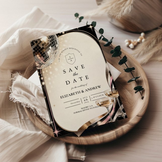Glamorös Disco Retro Bröllop Spara Datumet (Skapare uppladdad)