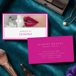 Glamorös djärv fuchsia professionell sminkartist  visitkort
