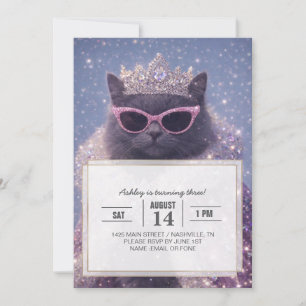 Glamorös Drottningkatt Gnistrande Fantasyporträtt Inbjudningar