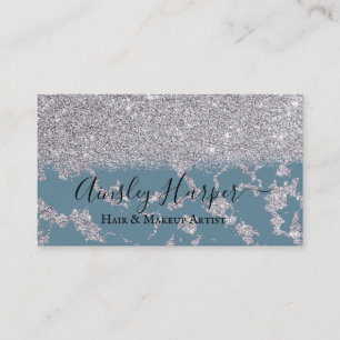 Glamorös färggradient i Glitter Silver Visitkort