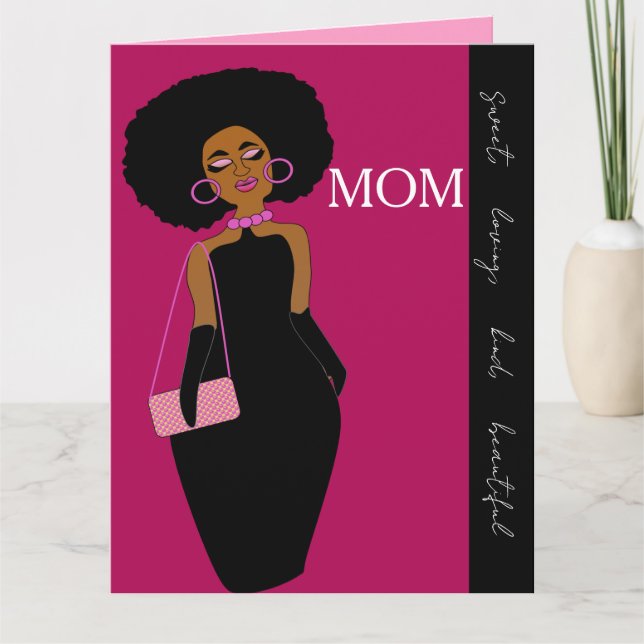 Glamorös födelsedag för afroamerikansk mamma kort (Framsida)