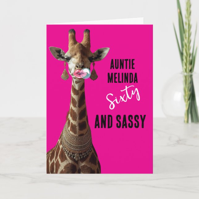 Glamorös Giraff Sassy vid 60 Födelsedagspresent Kort (Framsida)