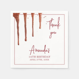 Glamorös Glitter-droppsvett Ro Guld 16 födelsedag Pappersservett