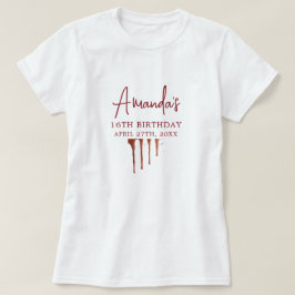 Glamorös Glitter-droppsvett Ro Guld 16 födelsedag T Shirt