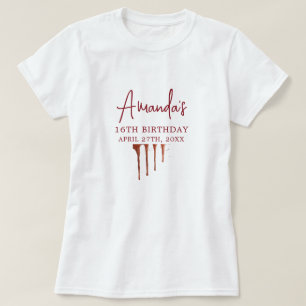 Glamorös Glitter-droppsvett Ro Guld 16 födelsedag T Shirt