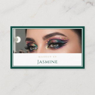 Glamorös grön glitterögon Makeup Artist Visitkort