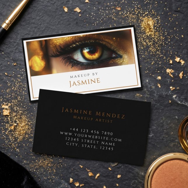 Glamorös Guld Glitter Sminkartist Visitkort (Skapare uppladdad)