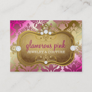 Glamorös guld- rosa damast 311 visitkort