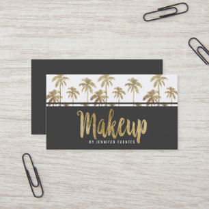 Glamorös guld- tropisk palmträdMakeupkonstnär Visitkort