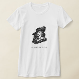 Glamorös kvinna med katt modeillustration t shirt