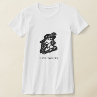 Glamorös kvinna med katt modeillustration t shirt