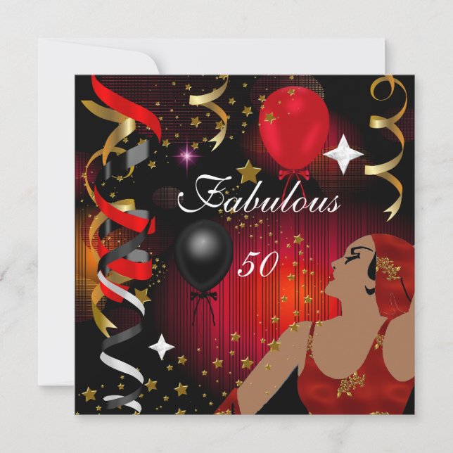 Glamorös Lady Fantastisk 50 Femtio Födelsedagsfest Inbjudningar (Framsida)