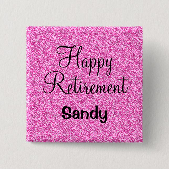 Glamorös lycklig pension hot pink glitter glans knapp (Framsida)