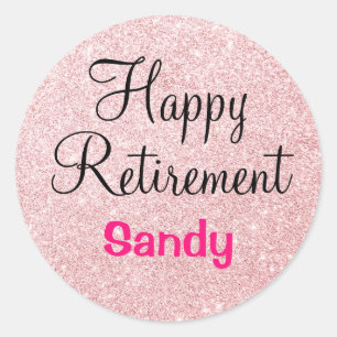 Glamorös lycklig pension rose gold glitter gnistra runt klistermärke